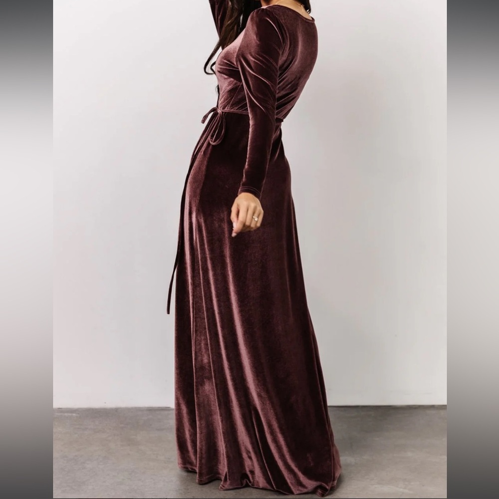 Baltic Born Esmeralda Wrap Velvet Dress Dusty Plum - Small - Picture 3 of 7